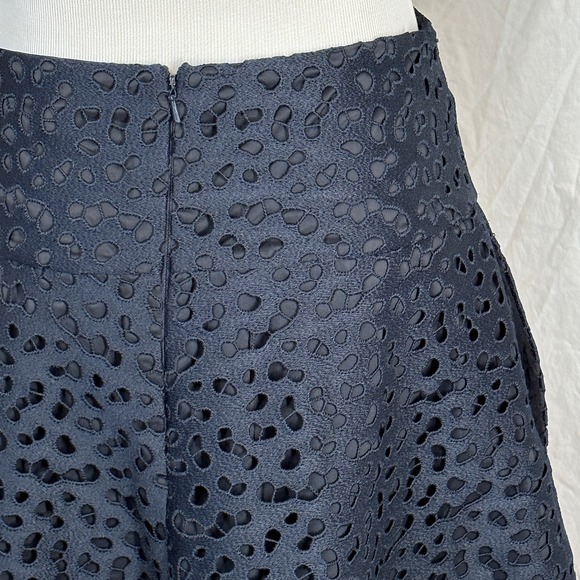 REISS Mallory Lace A-Line Skirt Size 6 Night Navy Blue Knee Length Pockets - Picture 4 of 9